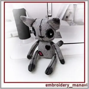 Halloween Animal Cat Doll Files Tutorial In The Hoop Embroidery