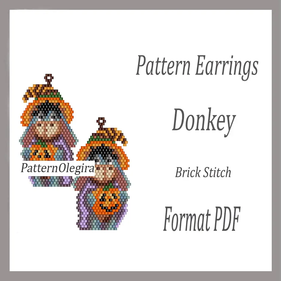 DONKEY Earrings bead pattern PDF Bead earrings pattern 1 Donkey Earrings pattern Donkey bead pattern Halloween bead pattern Halloween earrings pattern Beading Olegirabeadpatterns