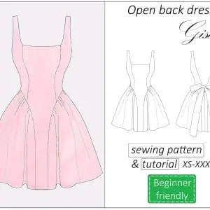 Open back dress sewing pattern PDF Gisele + detailed tutorial