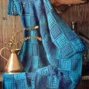 Vintage Crochet Pattern Afghan Plaid Two Tone Block