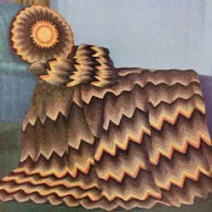 Crealandia - Handmade Marketplace 237 Vintage Crochet Pattern Afghan Plaid Ripple and Pillow