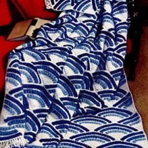 Vintage Crochet Pattern Afghan Plaid Crocheted Fan