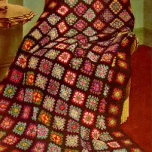 Vintage Crochet Pattern Afghan Plaid Granny