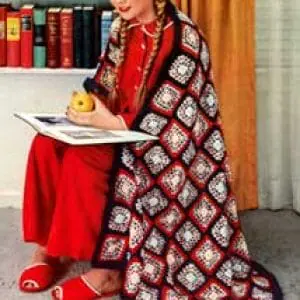 Vintage Crochet Pattern Afghan Plaid Americana