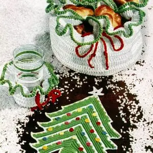 Christmas pattern, bun warmer, glass jacket, tree pot holder