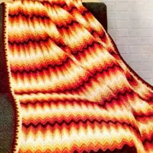 Vintage Crochet Pattern Afghan Plaid Autumn Chevron