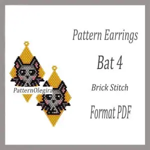 Bat 4 Earrings pattern Bat bead pattern Halloween bead pattern Halloween earrings pattern Beading Olegirabeadpatterns
