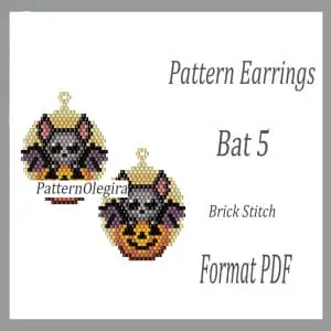 Bat 5 Earrings pattern Bat bead pattern Halloween bead pattern Halloween earrings pattern Beading Olegirabeadpatterns