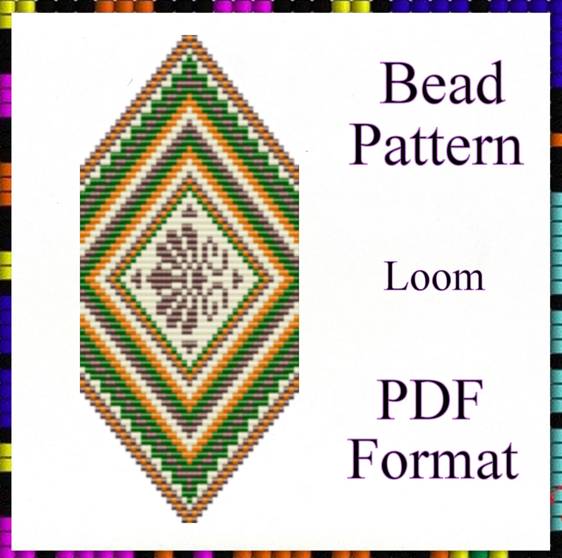 Loom beaded bracelet pattern Geometric pattern PDF file