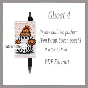 Ghost 4 bead pattern Ghost bead cover pen Ghost pen wraps Halloween bead pattern Halloween bead cover pen Beading Olegirabeadpatterns