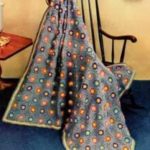 Vintage Crochet Pattern Afghan Plaid Flower Garden