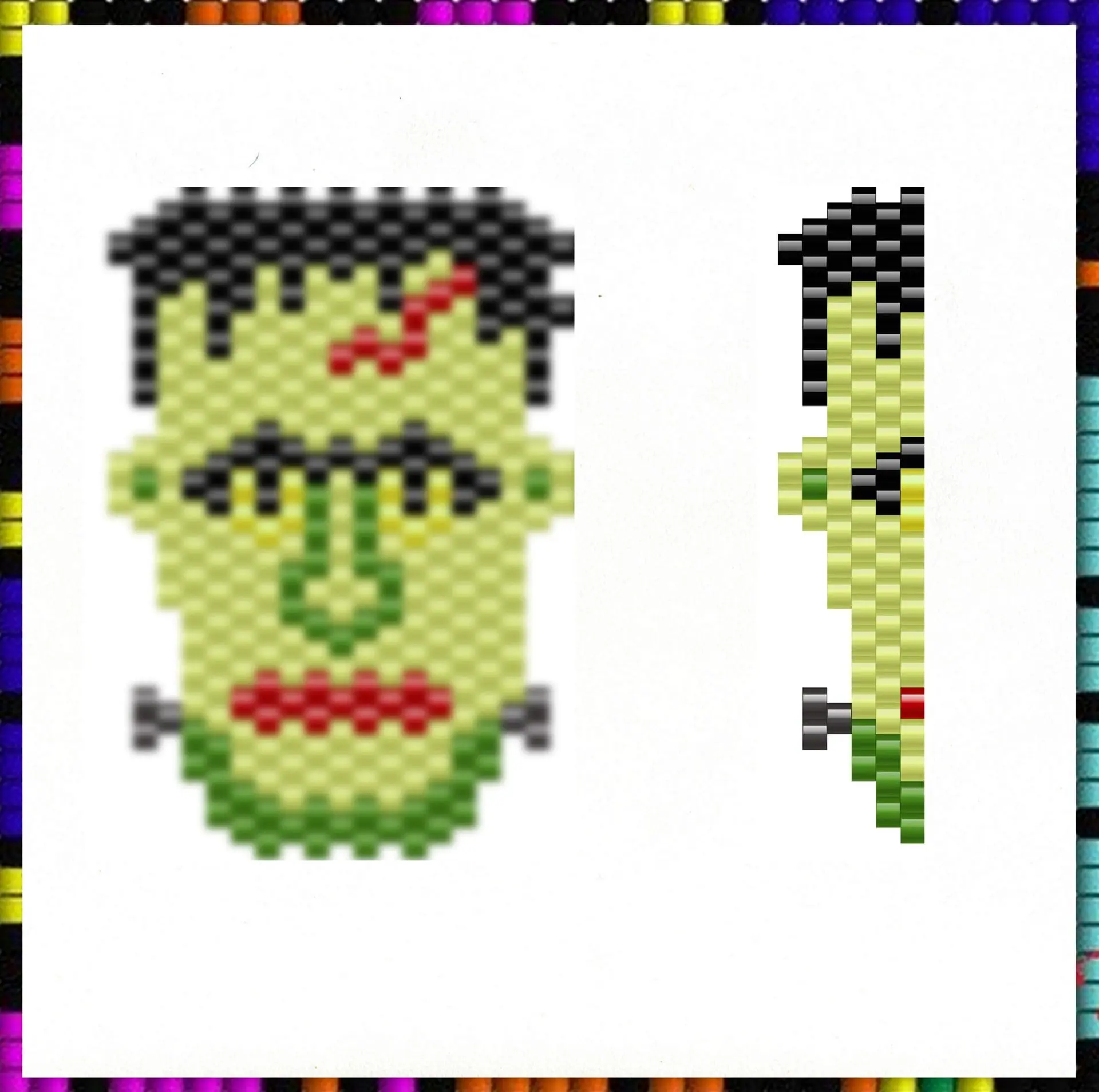 Peyote beaded pattern Halloween Green monster head Lurc PDF file 2 Peyote beaded pattern Halloween Green monster head Lurc PDF file