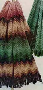 Vintage Crochet Pattern Afghan Plaid Crocheted Zig Zag