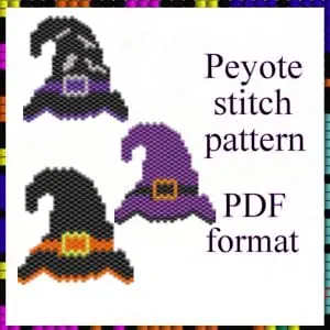 Peyote beaded pattern Halloween Witch hat Set PDF file