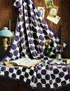 Vintage Crochet Pattern Afghan Plaid Daisy