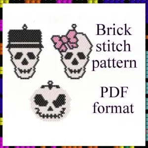 Brick stitch pattern Skulls Halloween Boy and Girl PDF file