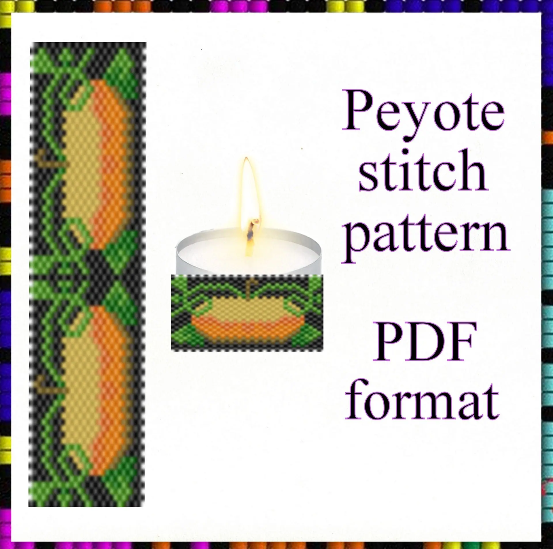 Peyote pattern Halloween Pumpkin Tea light candle PDF file 1 Peyote pattern Halloween Pumpkin Tea light candle PDF file