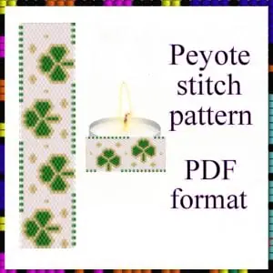 Peyote pattern Clover Tea light holder candle cover pattern PDF file