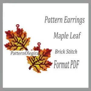 Maple Leaf Earrings pattern Maple Leaf bead pattern Halloween bead pattern Halloween earrings pattern Beading Olegirabeadpatterns