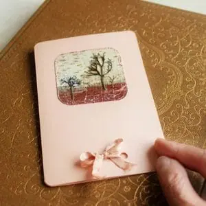 A postcard with a landscape
