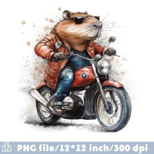 Terminator Riding Capybara Image Capybara-motorbike-rider-riding-a-motorcycle-clip-art