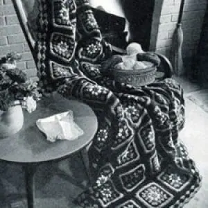 Vintage Crochet Pattern Afghan Plaid Old Granny
