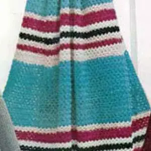 Vintage Crochet Pattern Afghan Plaid Roman Stripe