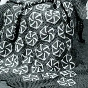 Vintage Crochet Pattern Afghan Plaid Pin Wheel