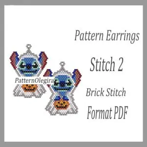 Stitch 2 Earrings pattern Stitch bead pattern Halloween bead pattern Halloween earrings pattern Beading Olegirabeadpatterns