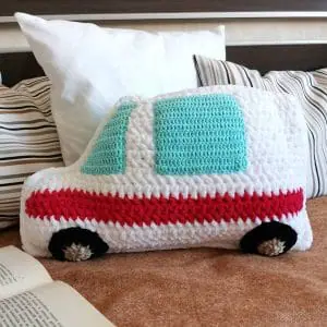 Crochet pillow pattern Ambulance. Crochet Bus pocket pillow