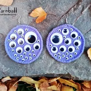 Halloween eyes earrings, crochet pattern easy, accessory holiday