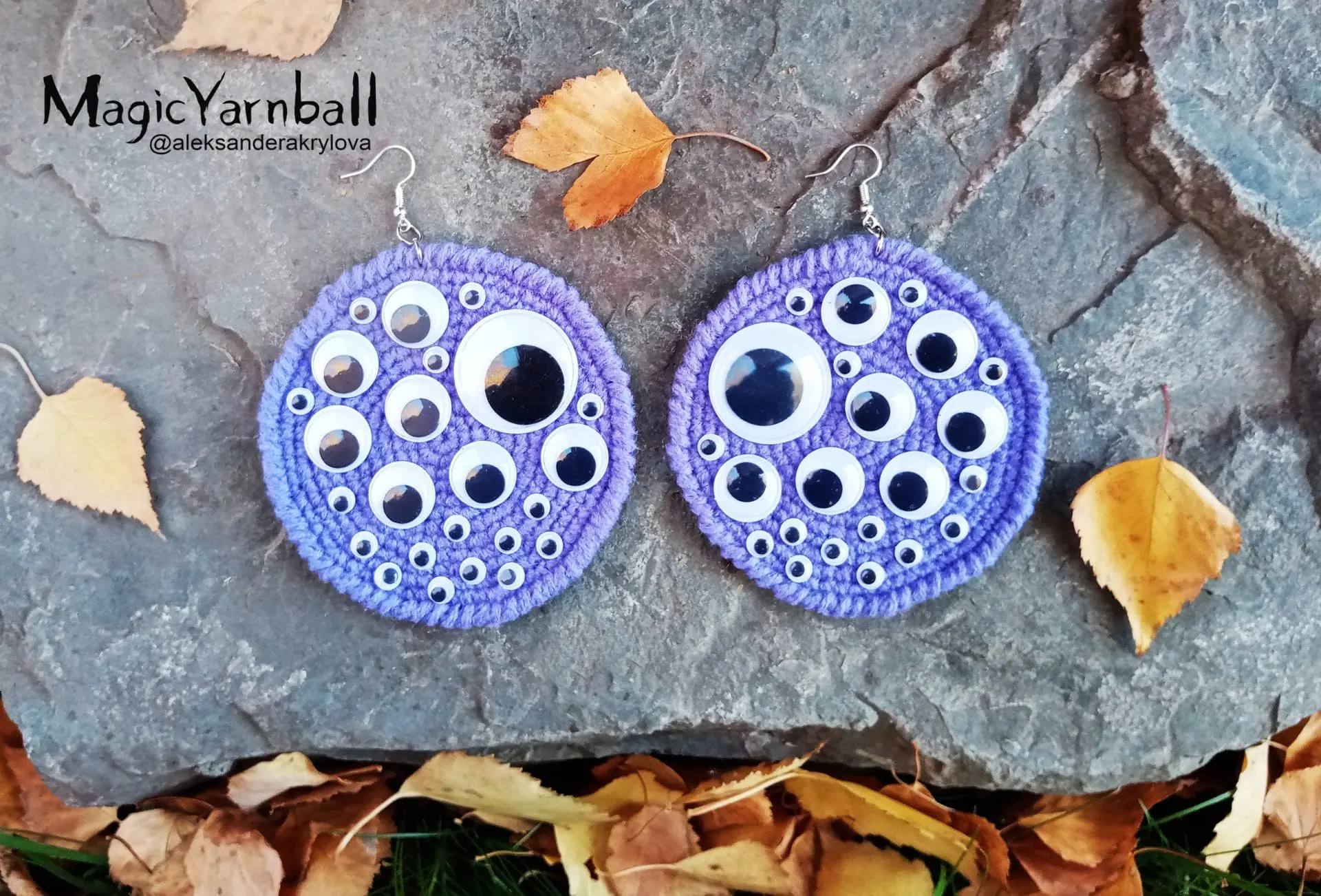 Halloween eyes earrings, crochet pattern easy, accessory holiday 2 Halloween eyes earrings, crochet pattern easy, accessory holiday
