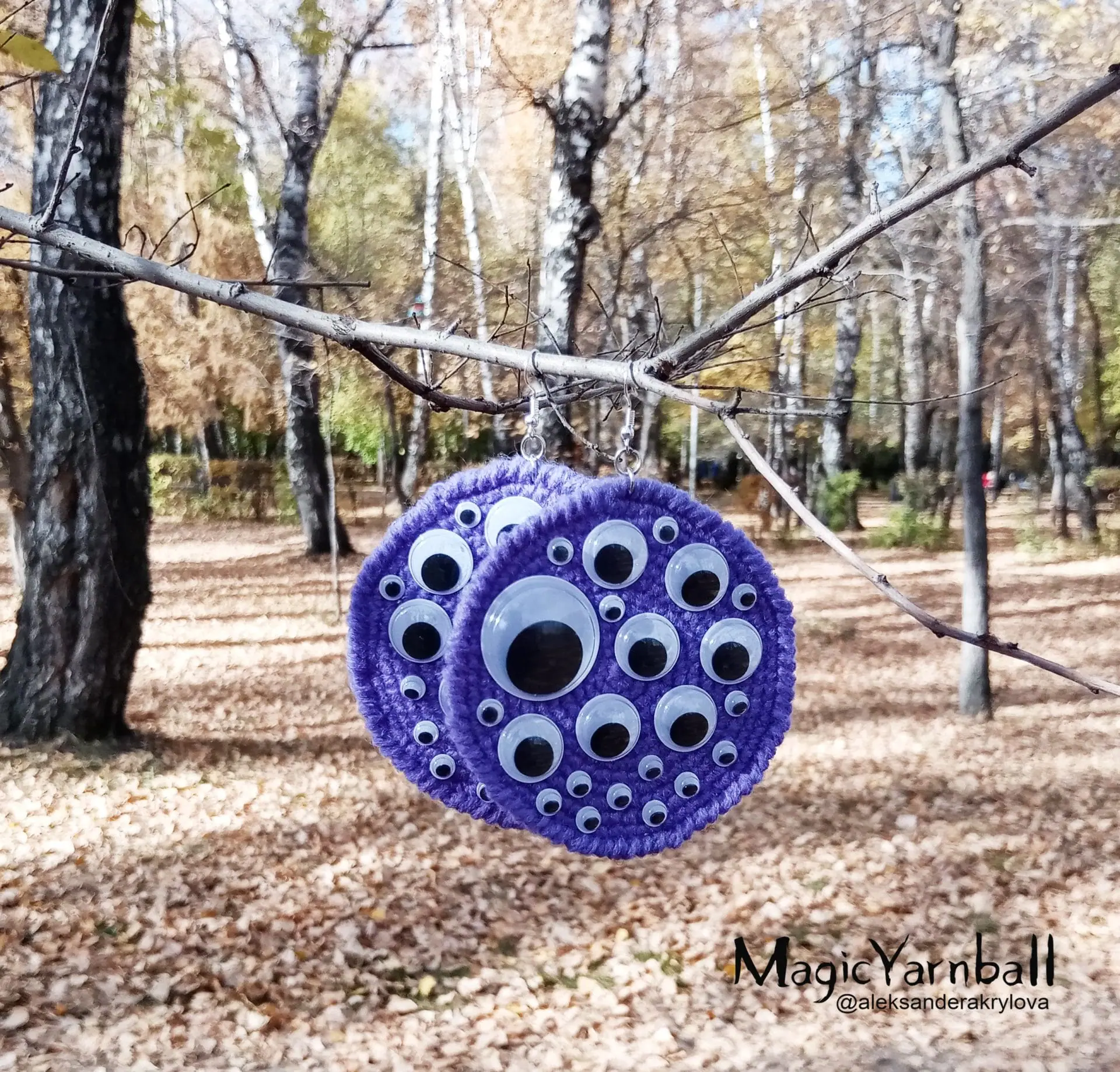Halloween eyes earrings, crochet pattern easy, accessory holiday 3 Halloween eyes earrings, crochet pattern easy, accessory holiday