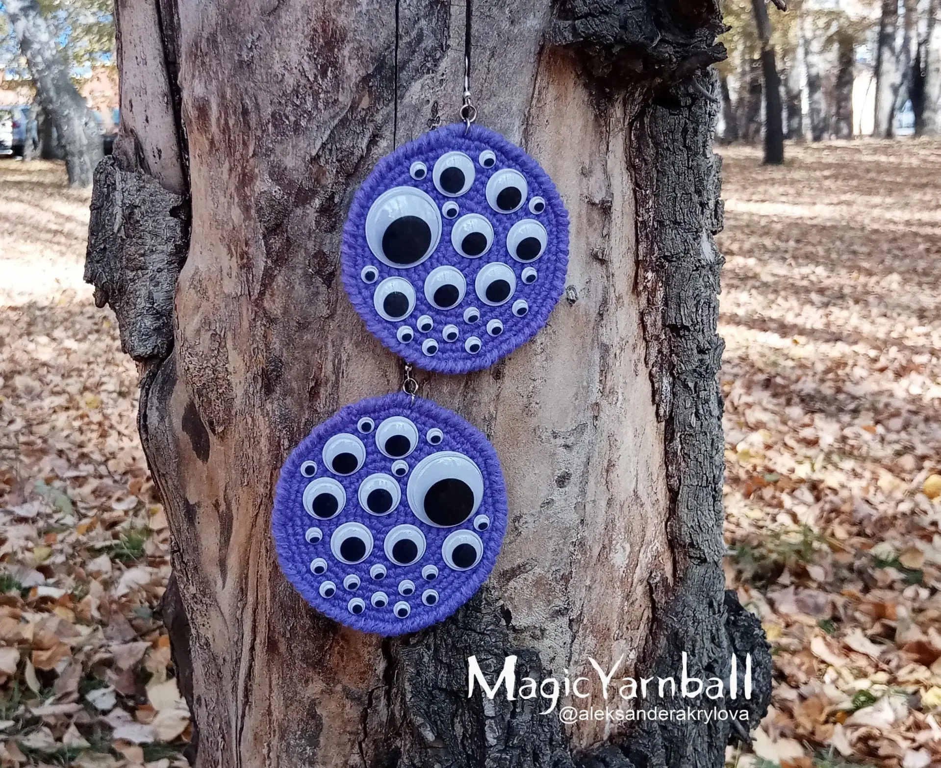 Halloween eyes earrings, crochet pattern easy, accessory holiday 5 Halloween eyes earrings, crochet pattern easy, accessory holiday
