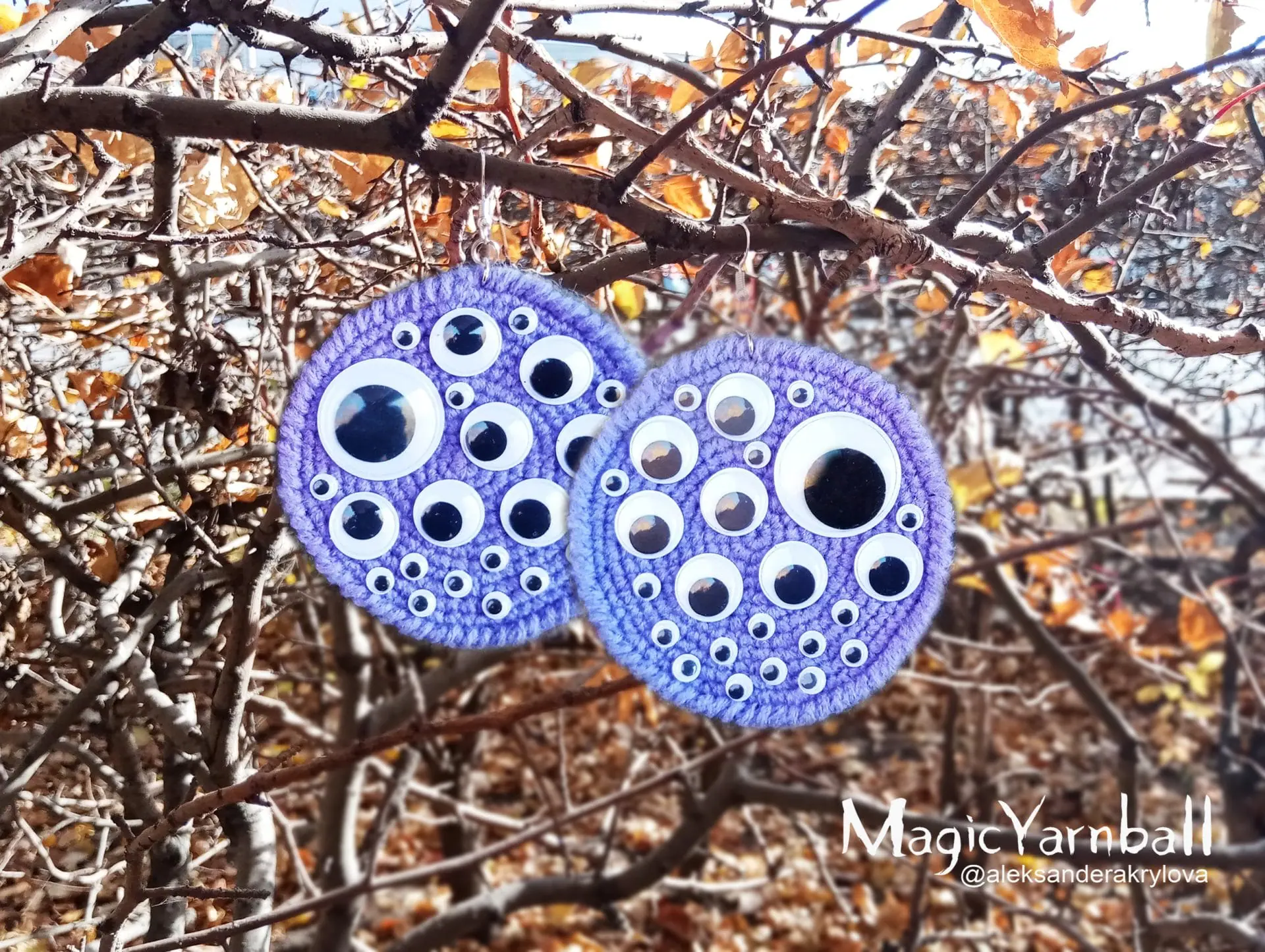 Halloween eyes earrings, crochet pattern easy, accessory holiday 7 Halloween eyes earrings, crochet pattern easy, accessory holiday