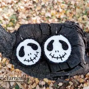 Halloween earrings Skull, pattern crochet pdf, holiday accessory