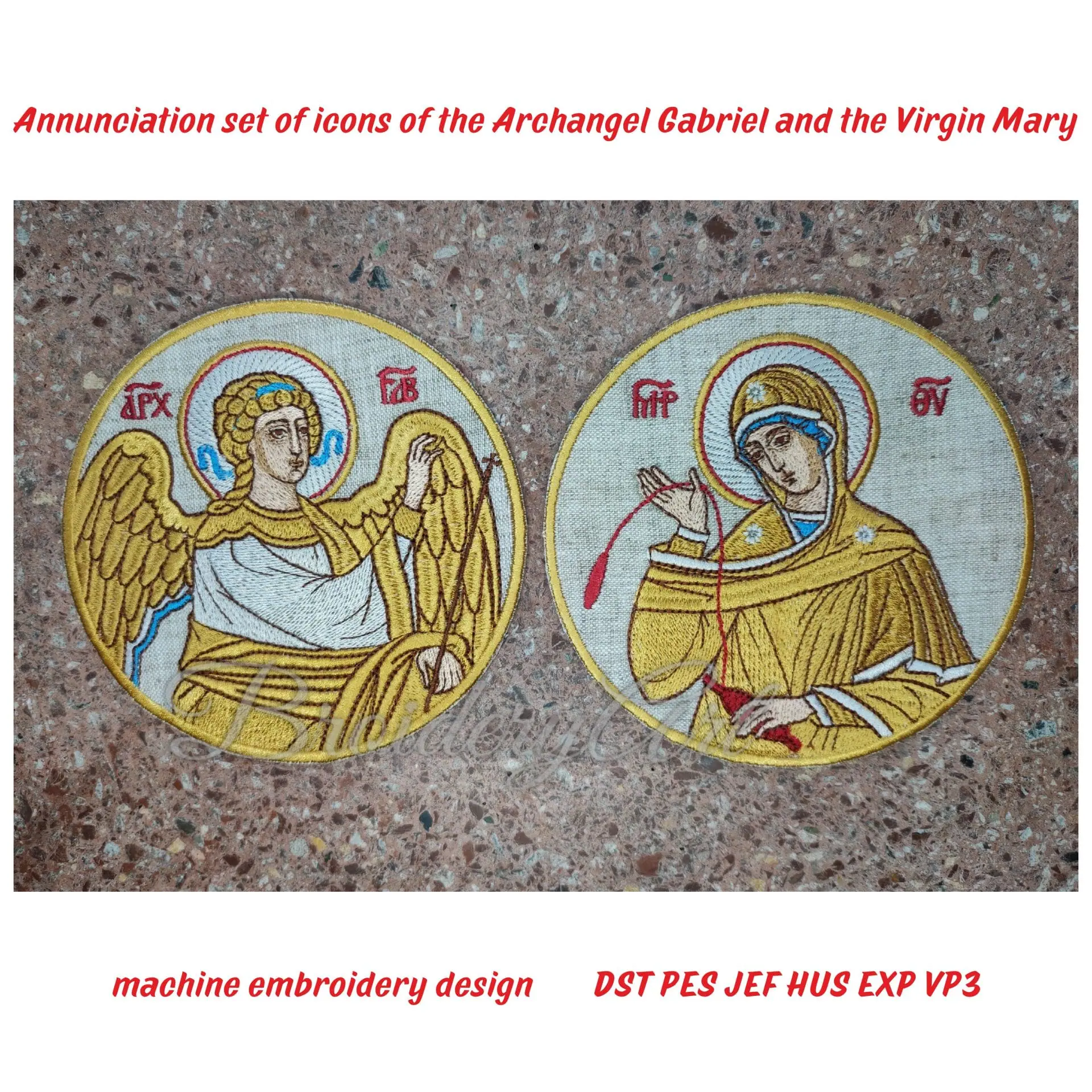 Annunciation set of icons embroidery design