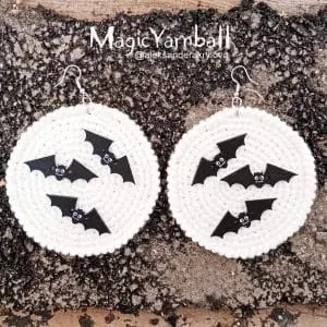Earrings bat moon for Halloween, crochet pattern pdf, hand made