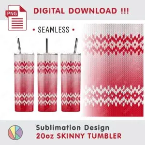 Cozy Christmas Knitted Pattern – 20 oz Skinny Tumbler.