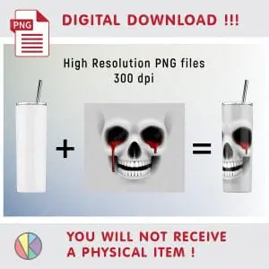 Funny Halloween Skull sublimation design – 20oz SKINNY TUMBLER.