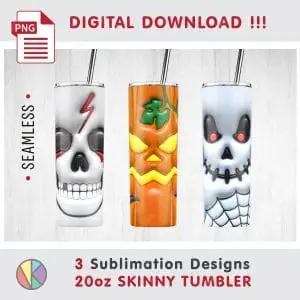 3 Funny 3D Inflated Puffy Halloween – 20oz SKINNY TUMBLER