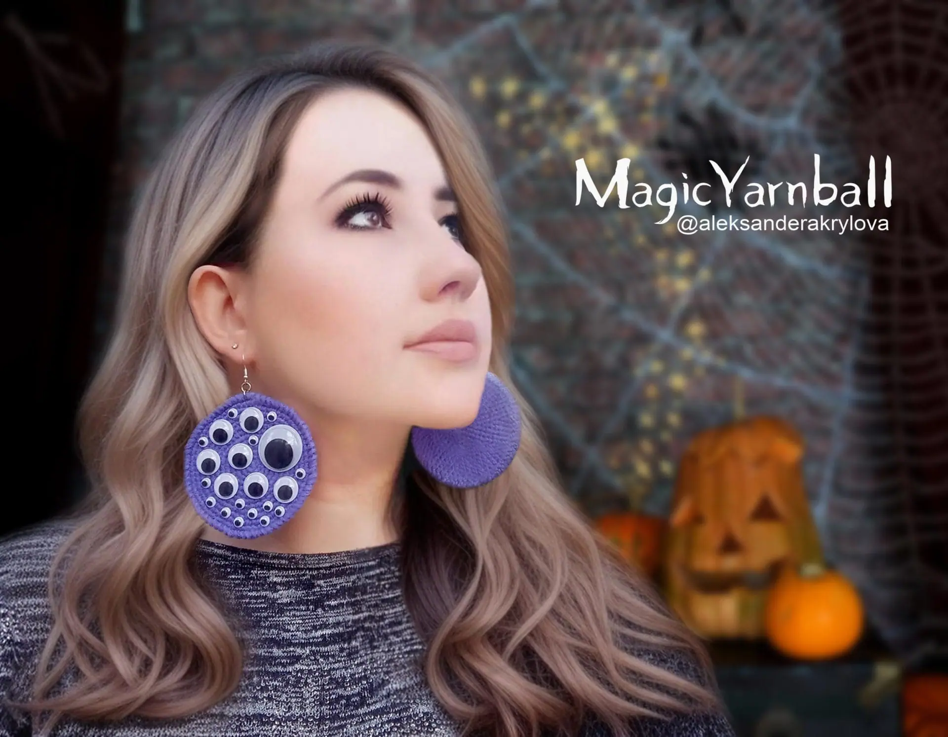 Halloween eyes earrings, crochet pattern easy, accessory holiday 1 Halloween eyes earrings, crochet pattern easy, accessory holiday