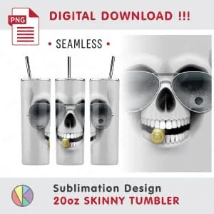 Crealandia - Handmade Marketplace 227 Funny Halloween Skull Pattern – 20oz SKINNY TUMBLER