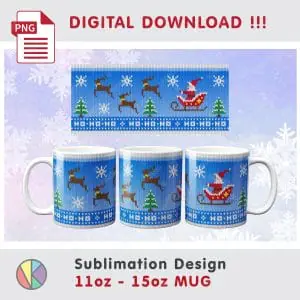 Christmas Knitted Pattern Sublimation – 11 oz and 15 oz MUG