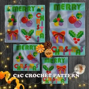 christmas throw crochet set
