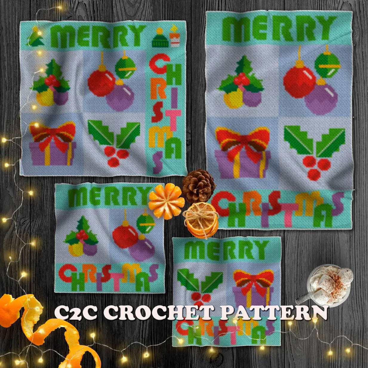 Christmas throw crochet pattern blanket set of 8 parts 1 christmas throw crochet set