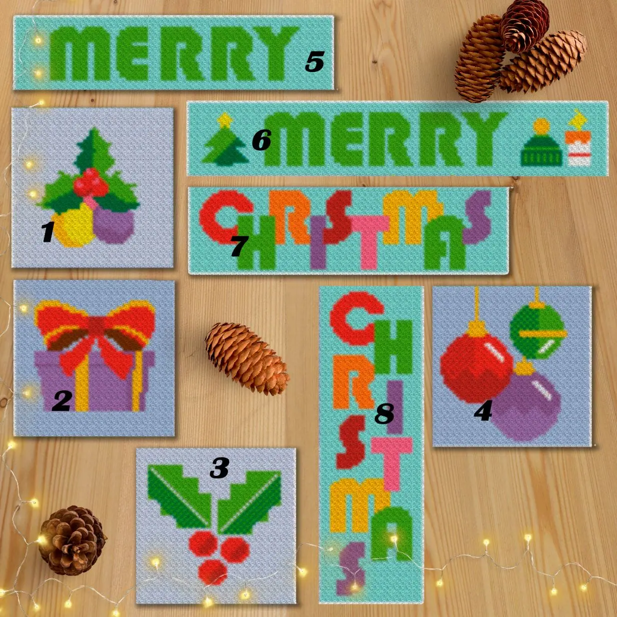 Christmas throw crochet pattern blanket set of 8 parts 2 Christmas throw crochet pattern blanket set of 8 parts - Image 2
