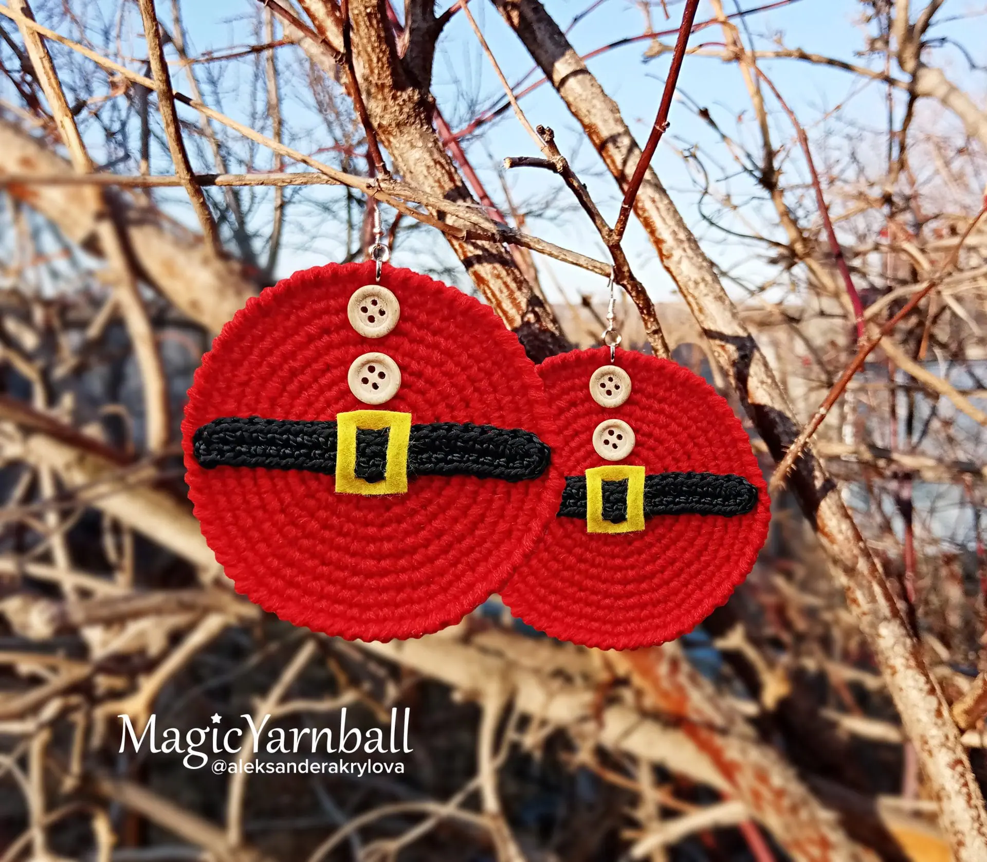 Santa Claus earrings, Christmas gift, crochet pattern pdf, easy 6 Santa Claus earrings, Christmas gift, crochet pattern pdf, easy