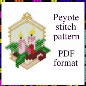 Peyote beaded pattern Christmas candle PDF file Gift