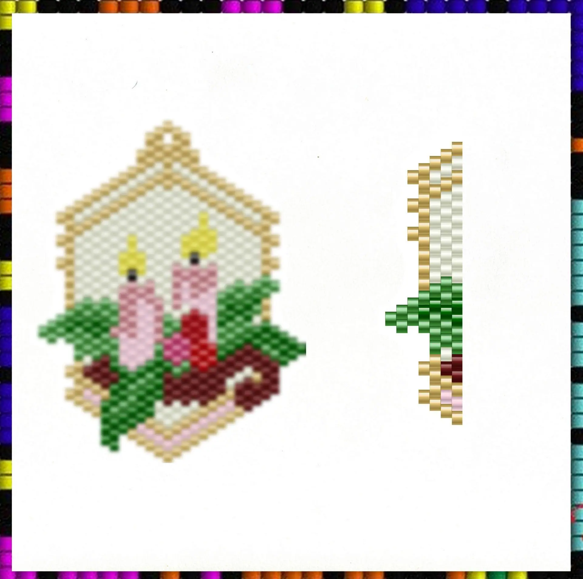 Peyote beaded pattern Christmas candle PDF file Gift 2 Peyote beaded pattern Christmas candle PDF file Gift